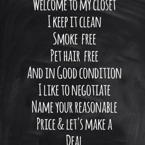 Welcome fellow Poshers! I hope you enjoy my closet